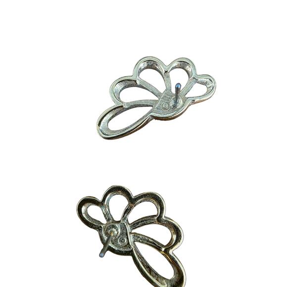 VTG 1987 Avon Stud Earrings Gold & Rhinestones Fan Timeless - Picture 3 of 3